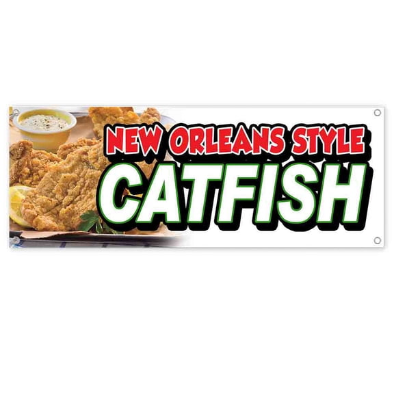 New Orleans Style Catfish 13 oz Banner | Non-Fabric | Heavy-Duty Vinyl Single-Sided With Metal Grommets