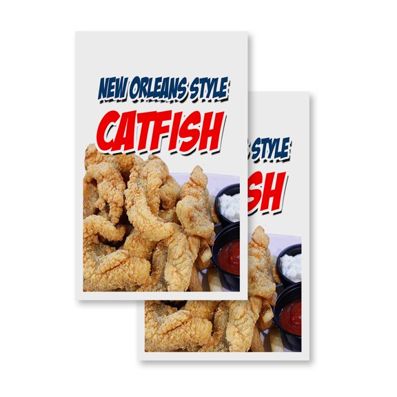 New Orleans Style Catfish (2-PACK) 24" x 36" Vinyl Decals | Sign Insert Peel & Stick Decals Stickers Window Signs