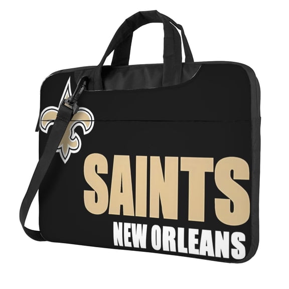 New_Orleans Team Customized Ultra-Thin Portable Single-Shoulder Laptop Bag 14in/15.6in Shockproof Soft Lining Double Zipper Computer Bag Three-Layer Storage Space