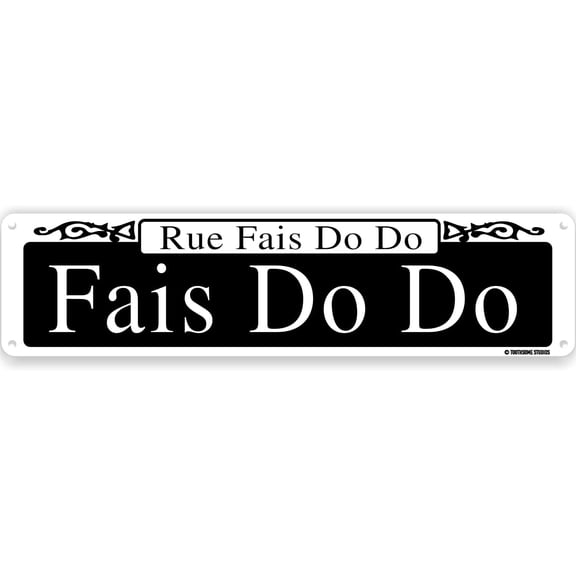 New Orleans Theme Rue Fais Do Do Tin Street Sign Wall Decor, French Quarter Mardi Gras Style, 16 x 4 Inches