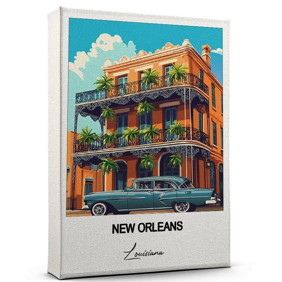 New Orleans Travel Scenic Canvas Wall Art -Louisiana Canvas Nature-Inspired Print for Bedroom, Living Room, or Office Travel Gift