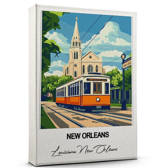 New Orleans Travel Scenic Canvas Wall Art -Louisiana New Orleans Canvas Nature-Inspired Print for Bedroom, Living Room, or Office Travel Gift