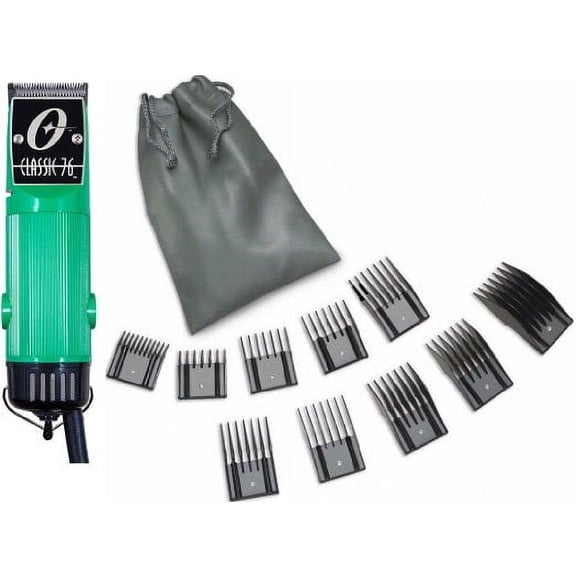 Oster Classic 76 Detachable Clippers Set with 10 Pc Comb Set, Green