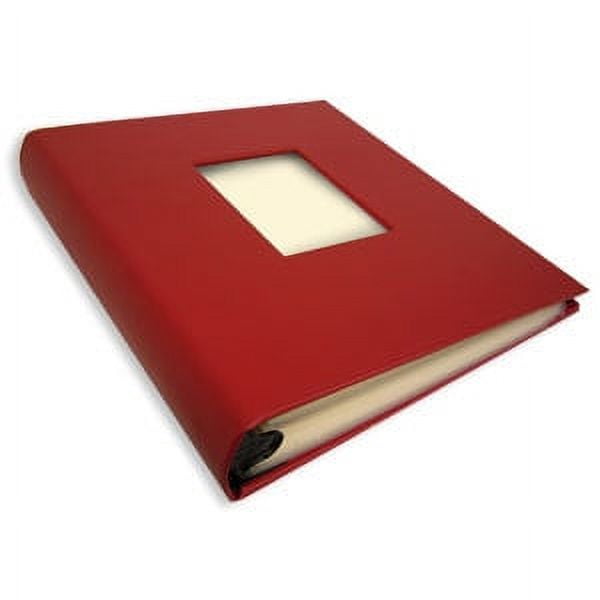 Leather Compact Window Photo Album by Gallery Leather, 9.25 x 8, 30  sheets/60 pages, 120 photos, Refillable, Freeport Slate