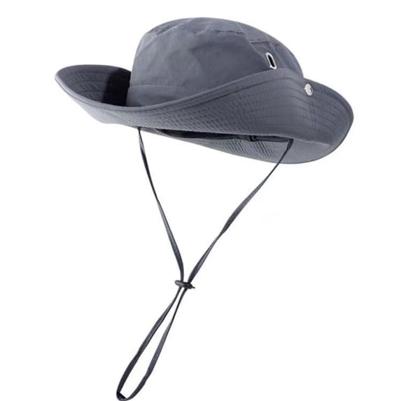New Outdoor Drawstring Big Brim Breathable Sun Protection Summer Bucket Hat Sun Hat Unisex Panama Hat Fishing Hat GRAY