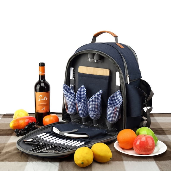 New Outdoor Portable Shoulder Picnic Backpack Multifunctional Thermal Bag,Blue