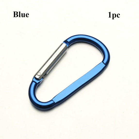 New Outdoor Sports Safety Multicolor Aluminium Alloy Carabiner Buckle Keychain Climbing Button Camping Hiking Hook BLUE 1PC