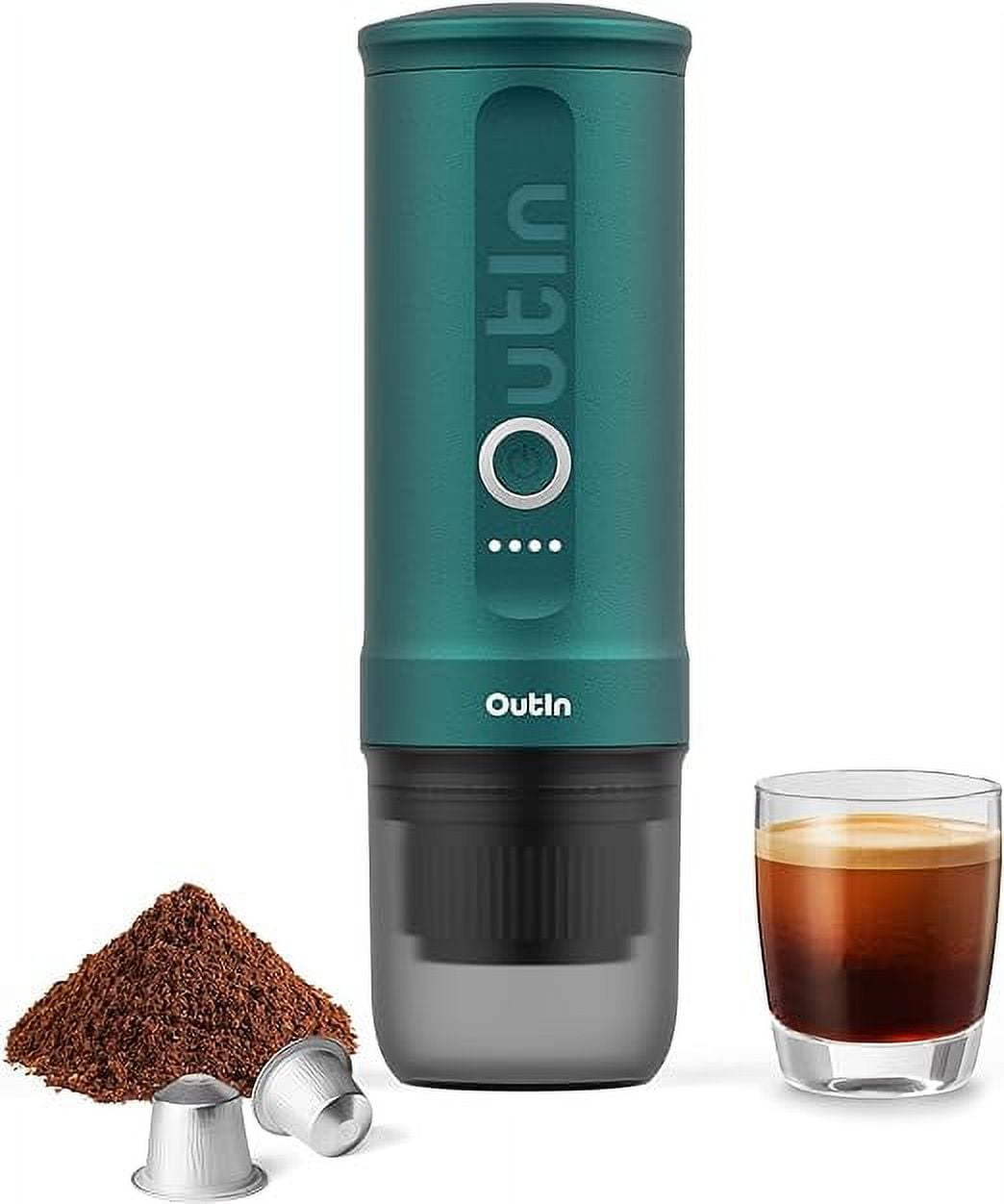 Outin Nano Portable Electric Espresso Machine Car Coffee Maker, Ground Coffee (Space Grey)