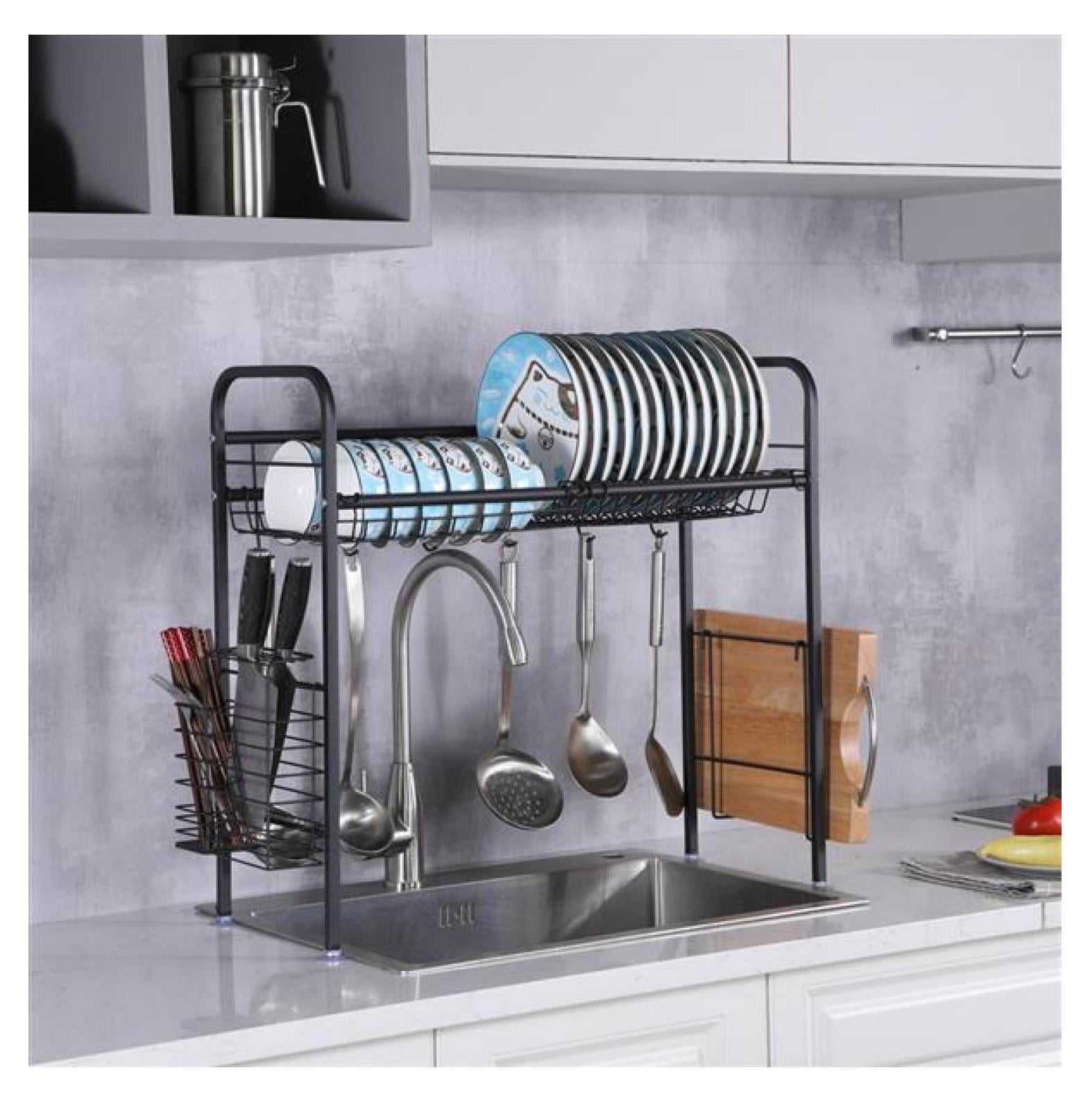 New Over Sink Dish Drying Rack 1/2 Tier Stainless Steel Kitchen Dish