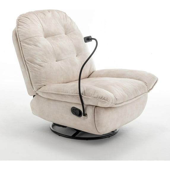 New Oversized Leather Recliner Chair with Phone Holder, Swivel Rocking Reclining, Ergonomic Lazy Boy Recliner Chair with Lumbar Support, Manual Glider Sofa Chair for Living Room