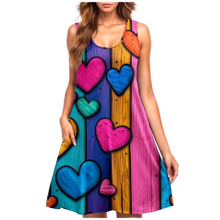 New Oversized Plus Size Dresses Summer Valentine'S Day Ladies