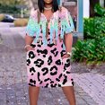thumbnail image 1 of New Oversized Sundresses for Women 2025 Loose Short Sleeve V-Neck Mini Dress with Pocket Leopard Print Skin-Friendly Flowy Dresses for Women, 1 of 5
