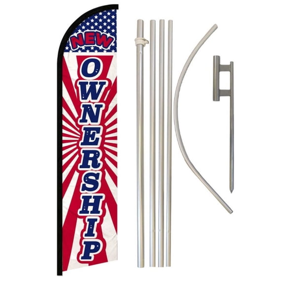 New Ownership Windless Banner Flag & Pole Kit
