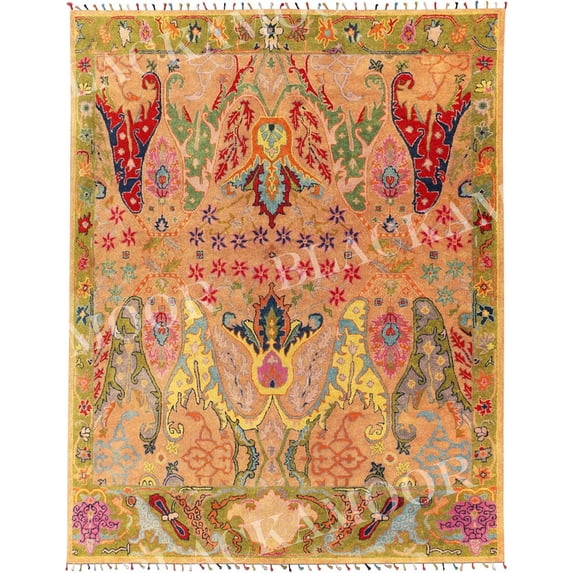New PB 3 x 5 Area Rug - ikat pink , Handmade Floral Motif, Oriental Traditional Design, Non-Shedding Fine Wool, Easy-Care for Living Room and Bedroom