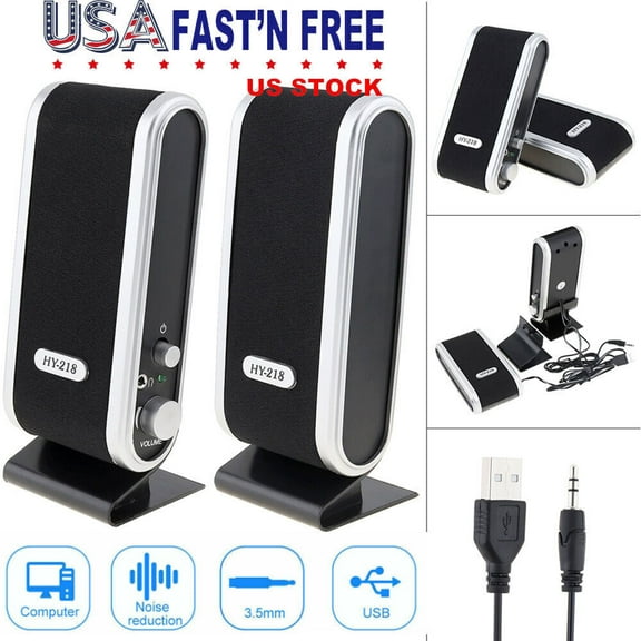 New PC Computer Speakers 2.0 Stereo USB 3.5 mm Jack Desktop Laptop Clear Sound