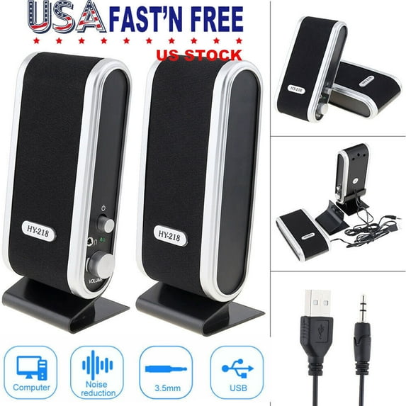 New PC Computer Speakers 2.0 Stereo USB 3.5 mm Jack Desktop Laptop Clear Sound