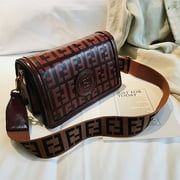 WASB BRAND New PU Leather Mini Bags: Spring Cross Body Women's Bags with Letter Print Flap Cover,Reddish Brown
