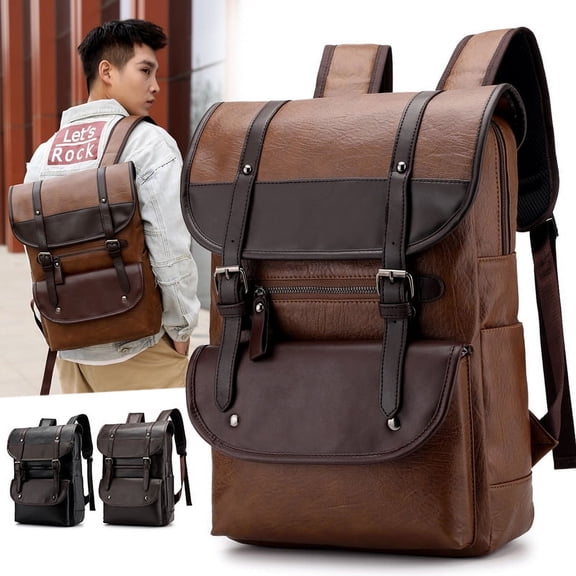 New PU waterproof backpack student computer bag,19 inches