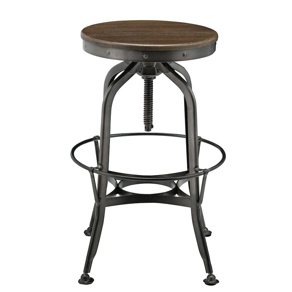 Ashwood & Steel Vintage Adjustable Swivel Bar Stool, Brown
