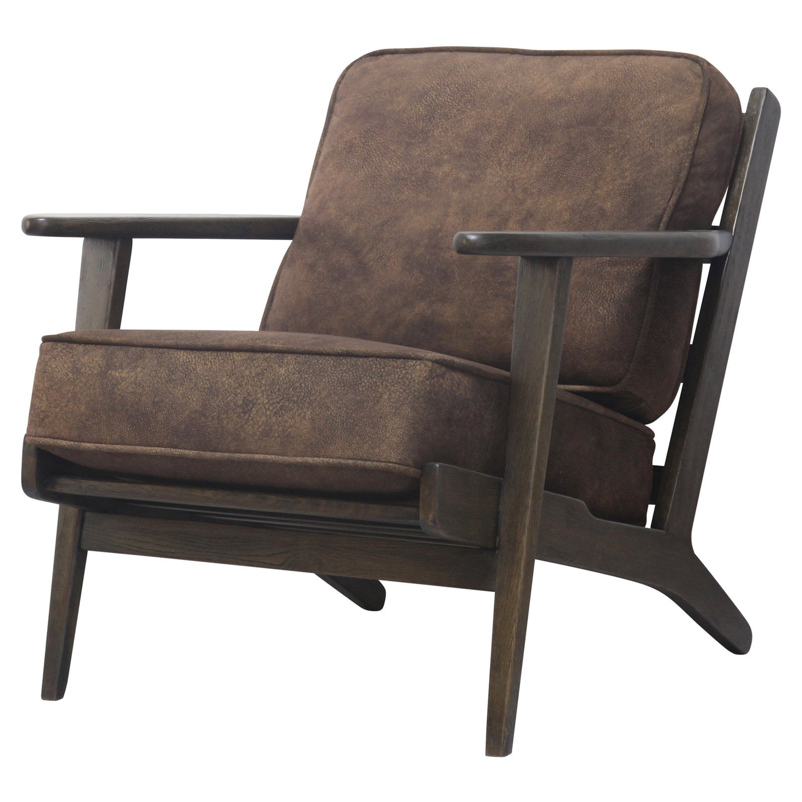 Mocha Hide Leather and Wood Accent Chair, 36.5"