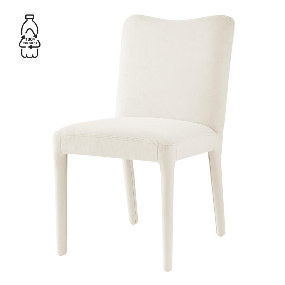 New Pacific Direct Alder Velvet Dining Side Chair in Zen Cream (Set of 2)