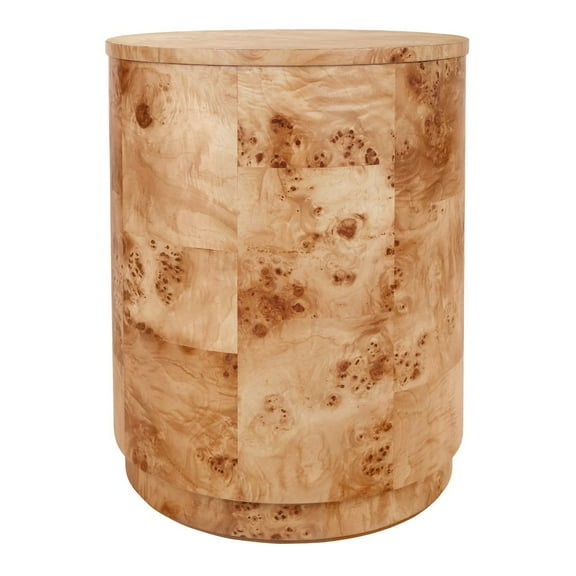 New Pacific Direct Arsenio Burl Wood Round Side/End Table in Natural Burl