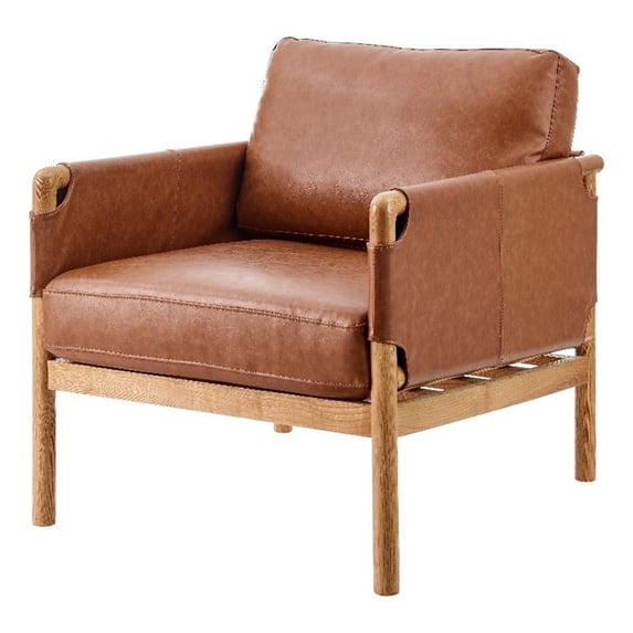 NPD Furniture Barclay PU Accent Arm Chair in Vintage Cider