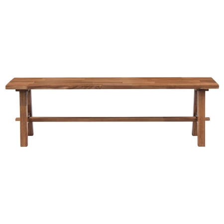 New Pacific Direct Bedford 59" Solid Acacia Wood Bench in Brushed Brown