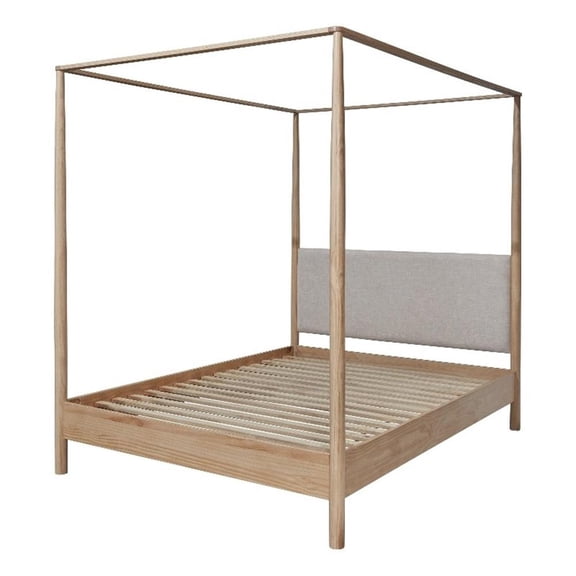 NPD Furniture Bloomfield Queen Canopy Bed Set in Natural Pine