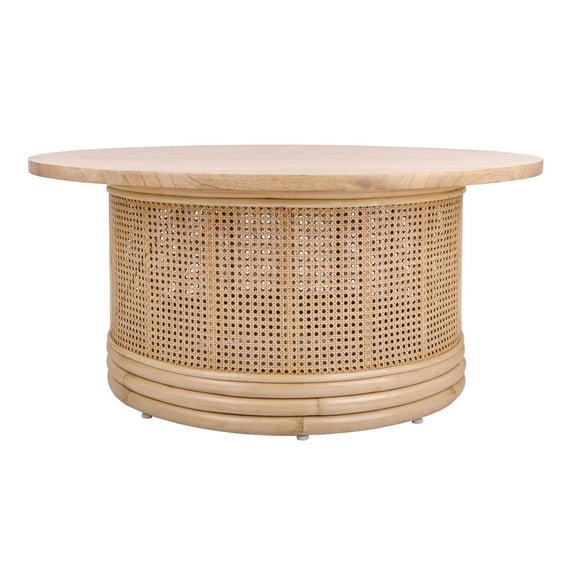 NPD Furniture Brisa Rattan Coffee Table w/ Wood Top