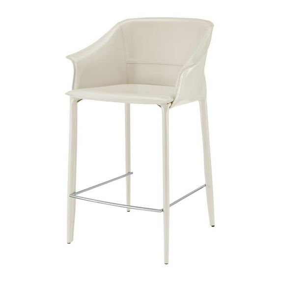 New Pacific Direct Callie Recycled Leather Counter Stool in Vanilla