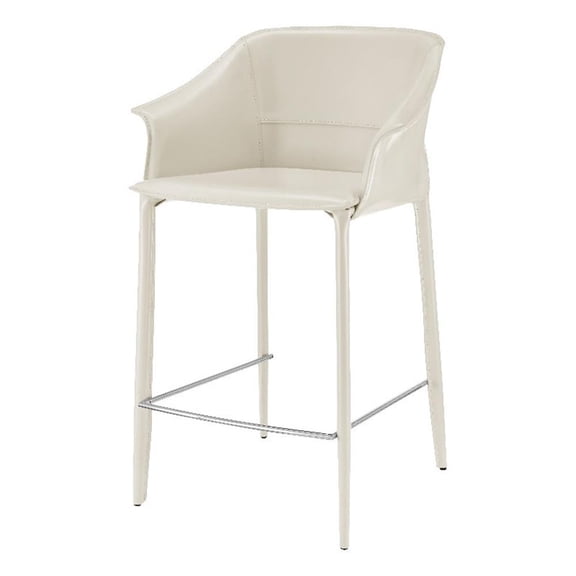 NPD Furniture Callie Recycled Leather Counter Stool in Vanilla