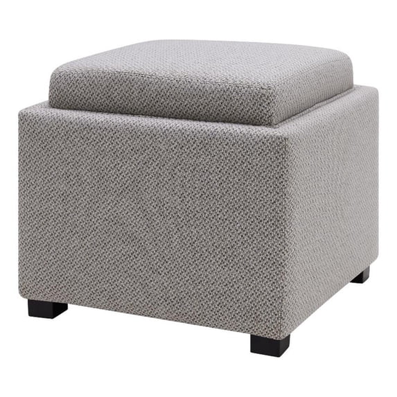 Cameron Square Fabric Storage Ottoman with Tray - Cardiff Gray