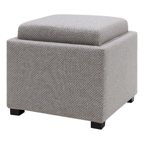 Cameron Square Fabric Storage Ottoman with Tray - Cardiff Gray