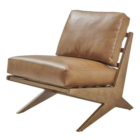 NPD Furniture Chandler Faux Leather Accent Chair in Borneo Chocolate