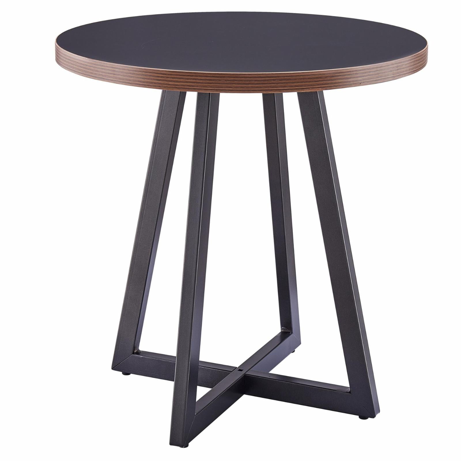 Courtdale 20" Round Black Melamine & Gunmetal Steel End Table