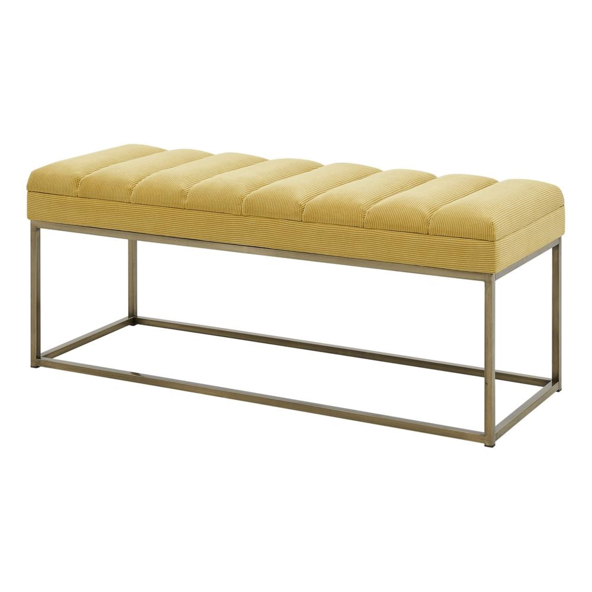 Darius 48'' Montello Yellow Polyester Bench with Brushed Gold Steel Base