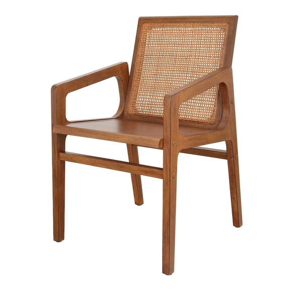 NPD Furniture Davina Teak Dining Side Arm Chair in Java Brown