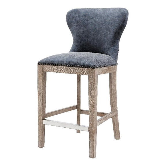 NPD Furniture Dorsey 26" Faux Leather Counter Stool in Gray/Nubuck Charcoal