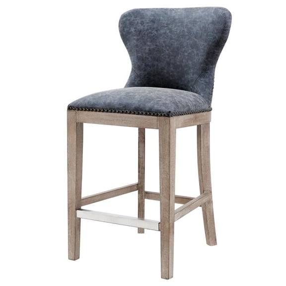 New Pacific Direct Dorsey 26" Faux Leather Counter Stool in Gray/Nubuck Charcoal