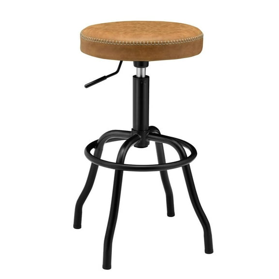 Belen Kox PU Leatgher Gaslift Backless Swivel Bar Stool, Vintage Cedar Brown