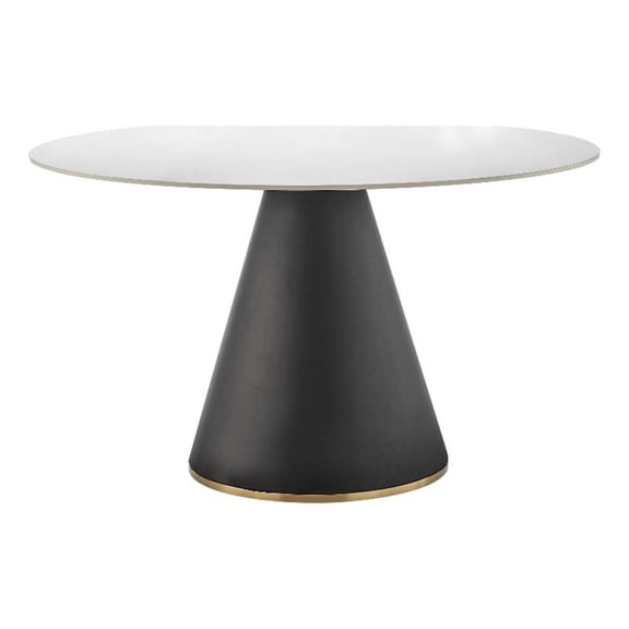 New Pacific Direct Geneva Ceramic Top 51" Round Dining Table w/ Gold Trim