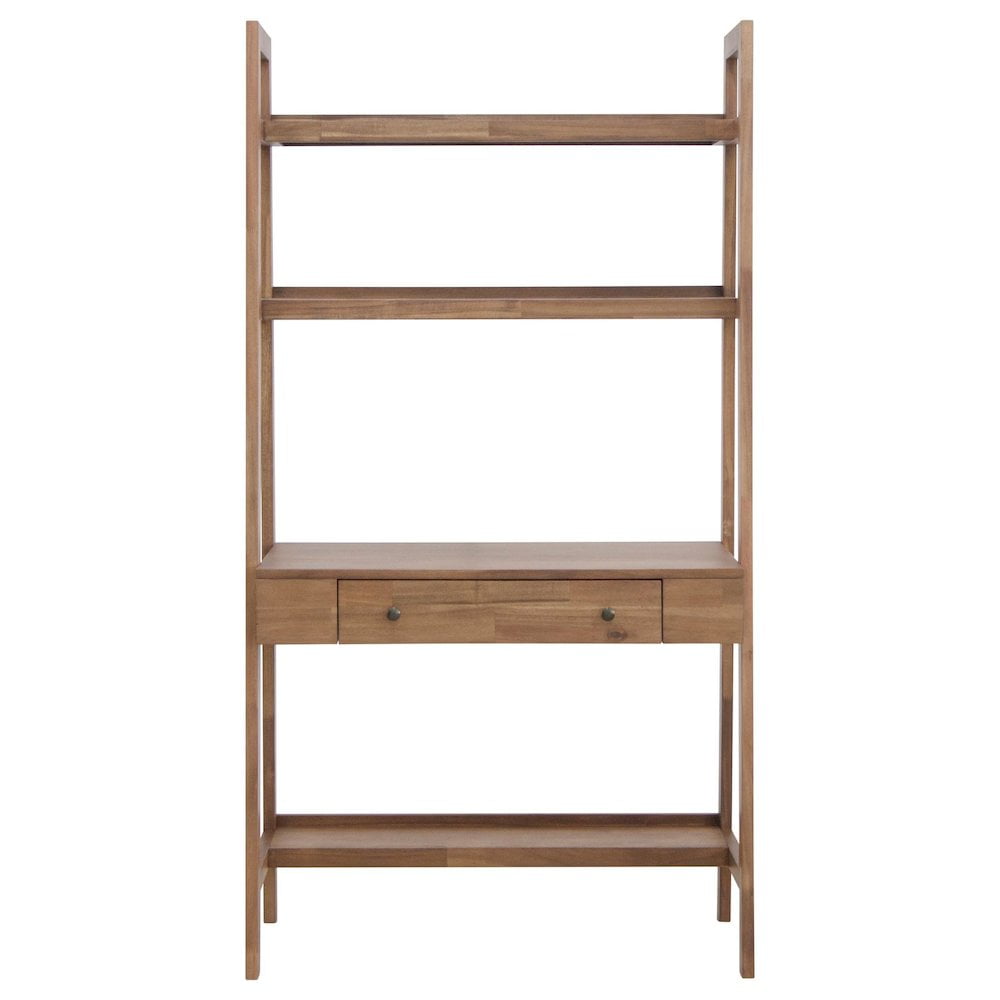Henley Newton Brown Wall Desk with Drawer and Open Storage