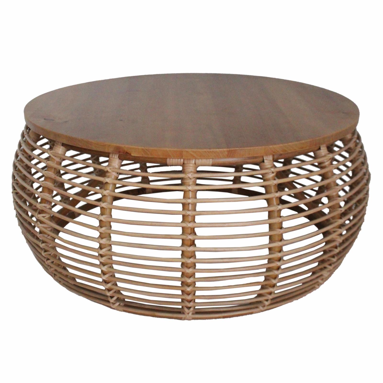 Beautiful Mod Round Coffee Table by Drew Barrymore, Warm Honey Finish