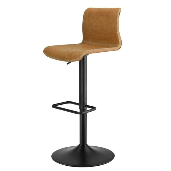 New Pacific Direct Jayden 31.5" PU Leather Bar Stool in Brown/Black (Set of 2)