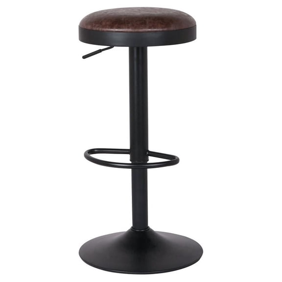 Juno PU Leather Gaslift Backless Swivel Bar Stool,Set of 2 - Vintage Coffee Brown