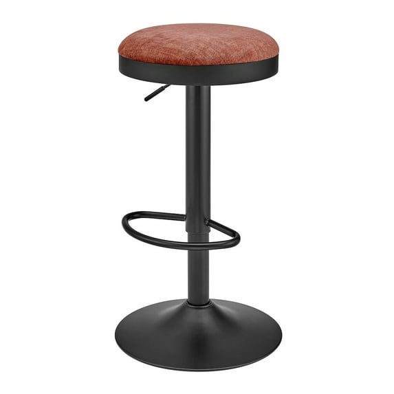 New Pacific Direct Juno Velvet Gaslift Swivel Bar Stool in Coral (Set of 2)