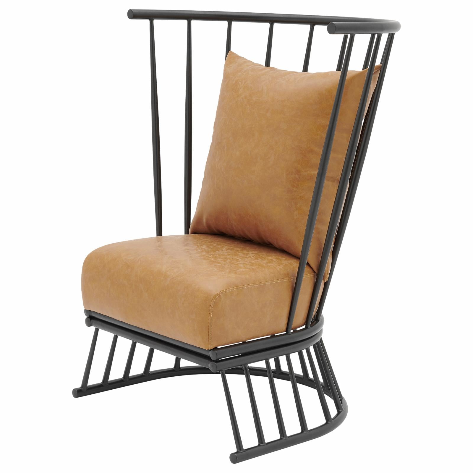 Vintage Cedar Faux Leather & Metallic Gunmetal Accent Chair