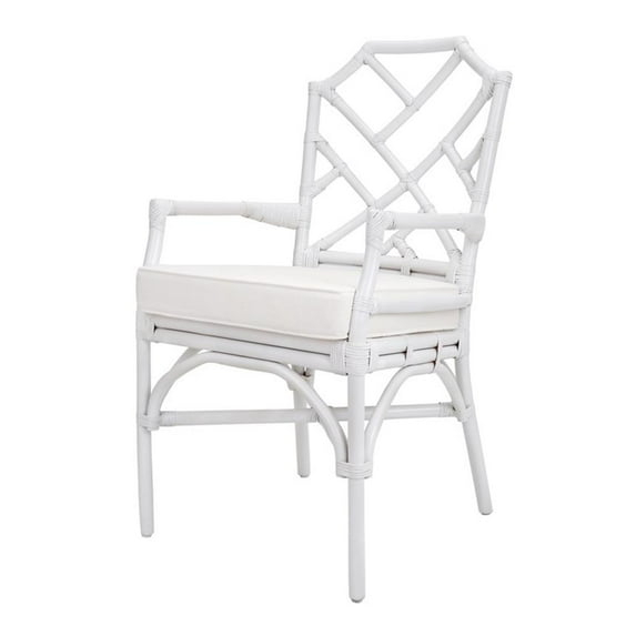 Kara Rattan Arm Chair - White
