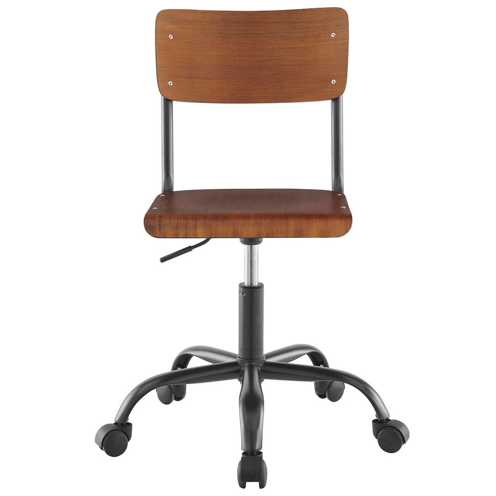 Adjustable Walnut & Metallic Gunmetal Office Chair